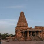 Majestic view of Brihadeeswara Temple in Thanjavur, showcasing Chola architecture at dawn.